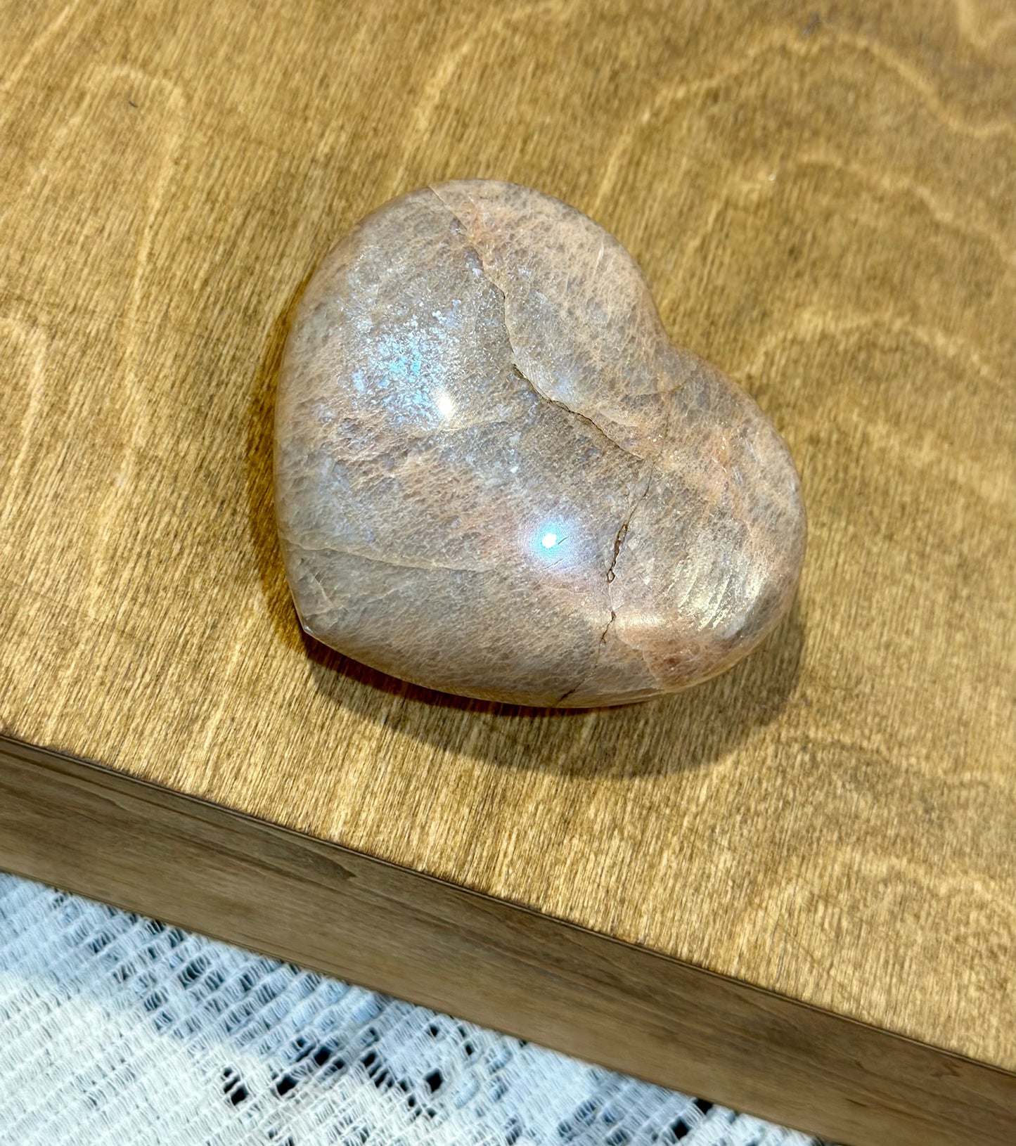 Peach Moonstone Heart