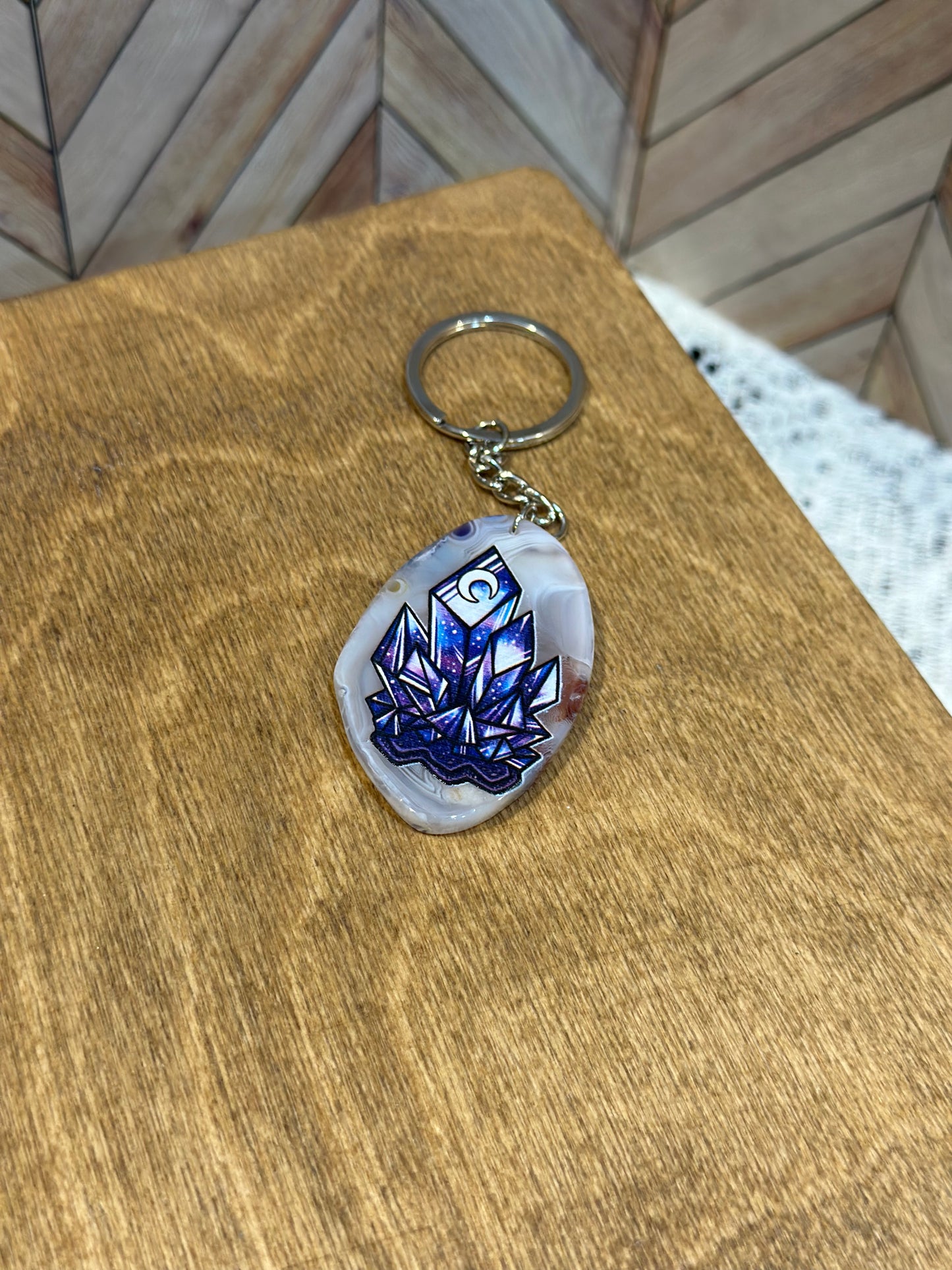 Agate Slice Keychain