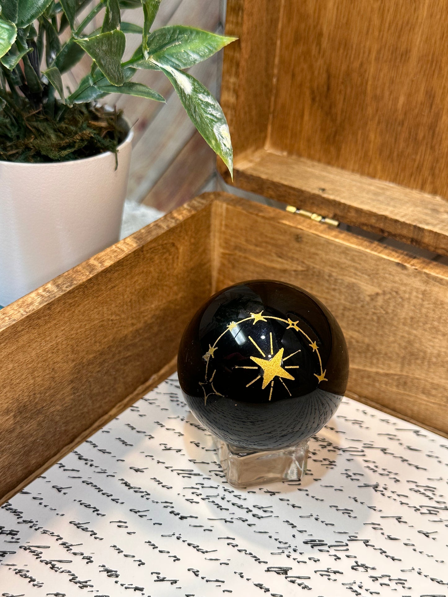 Star Black Obsidian Sphere