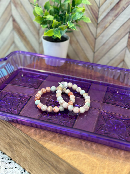 Green Flower Agate Bracelet